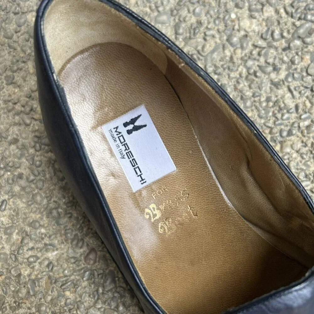 Moreschi Vintage Navy Blue Leather Men's Italian Dress Shoes Size 8.5